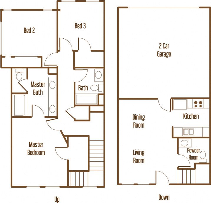 Parkside Villas 3 bedroom 2.5 bathroom floor plan Parkside Villas 3 bedroom 2.5 bathroom floor plan